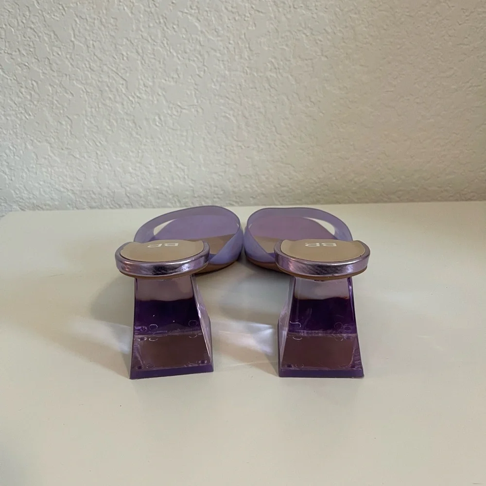 bp Lavender Patent Slide Mules with Faceted Block Heel - Picture 5 of 7